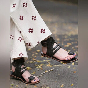 Eastern Serenity Appian Black Leather Sandals-6